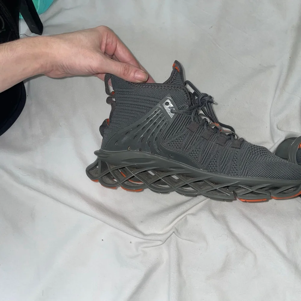 Men's US 8 Hello Mr.L Grey & Orange Athletic Sneakers